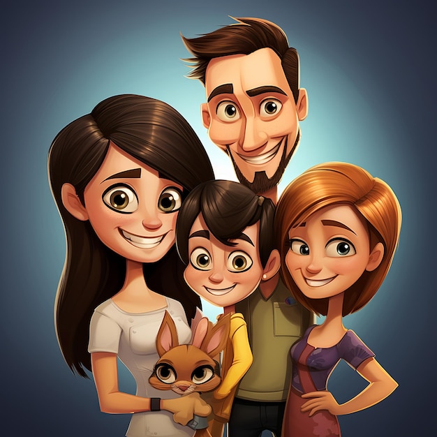 Family cartoon caricature Generative ai