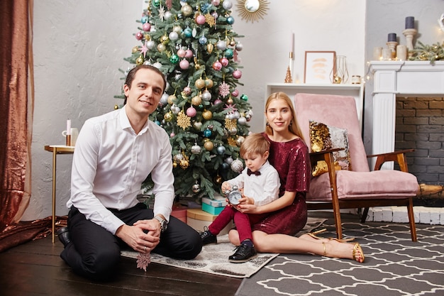 Family celebrates Christmas and New Year