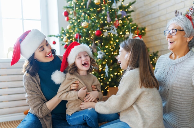 Family celebrating Christmas