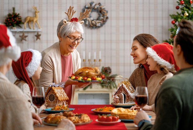 Family celebrating Christmas