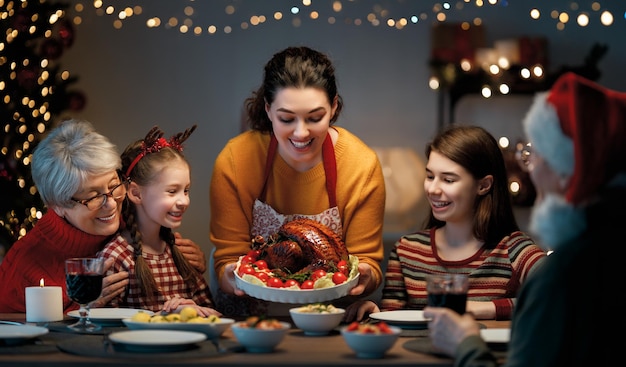 family celebrating Christmas