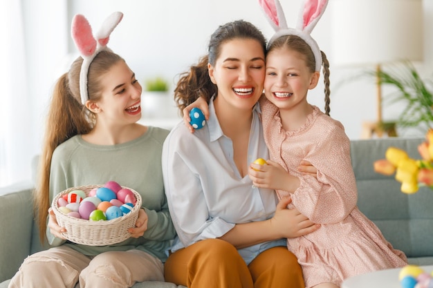 Photo family celebrating easter