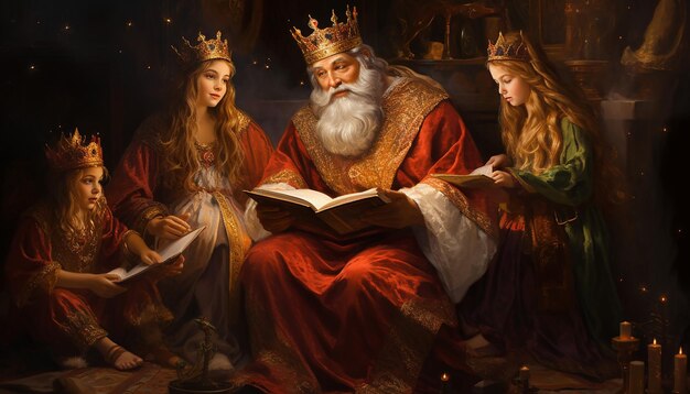 Foto una famiglia che celebra el da de los reyes magos