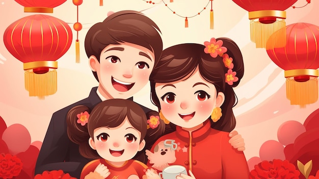 Family in chinese new year