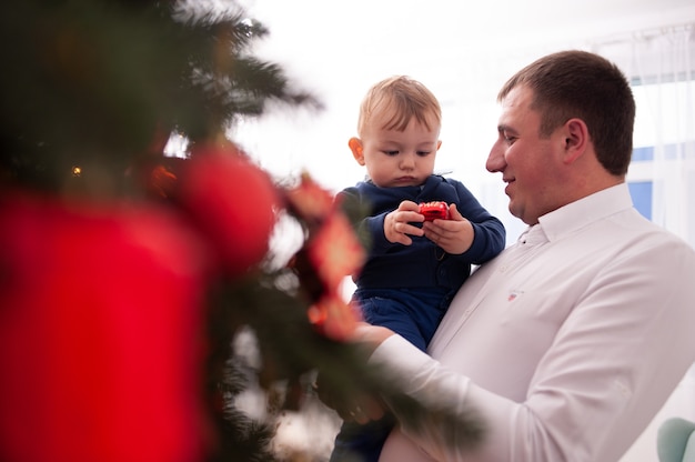 Family in christmas interior