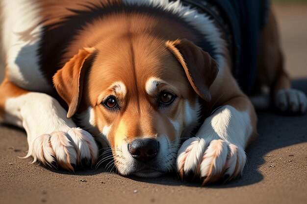 家族のかわいいペットの犬と飼い主の男の子が一緒に楽しんで壁紙背景イラスト