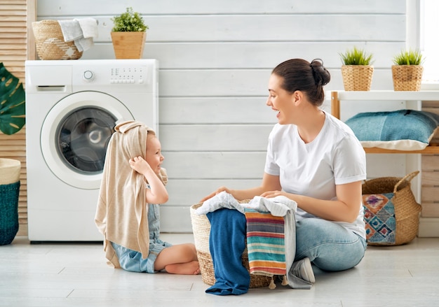 Family doing laundry