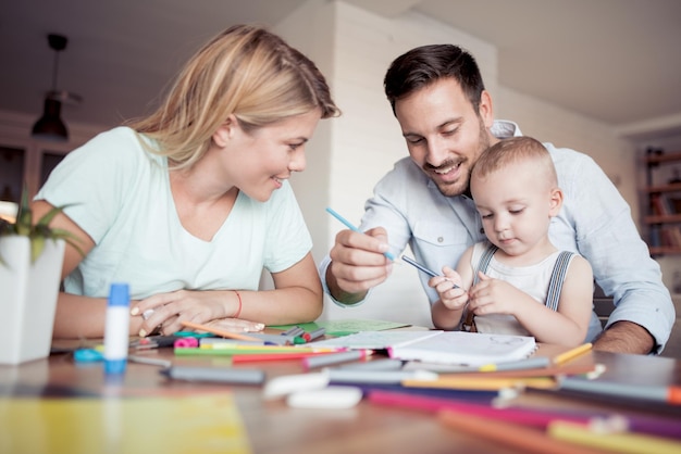 family drawing at home
