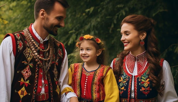 Photo family dressed in romanian folk attire