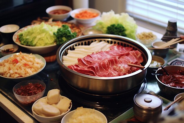 Family eat hot pot ar c