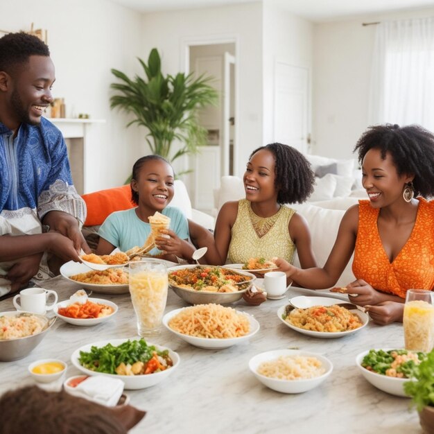 family eating fast food