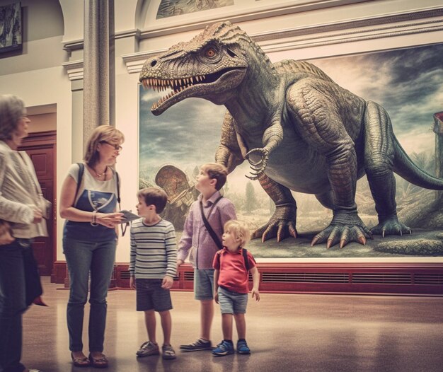 Photo a family enjoying a day out at a museum