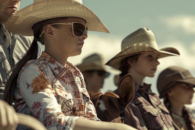 Foto famiglia che si diverte una giornata al rodeo