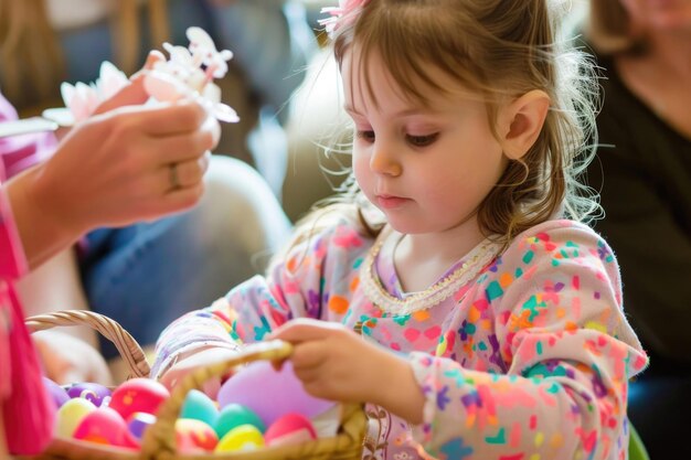 Family enjoying Easter crafts and activities