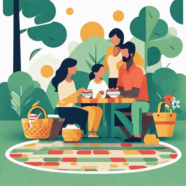 Family Enjoying Picnic in the Park