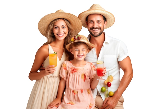 Foto famiglia che si diverte in estate con le bevande