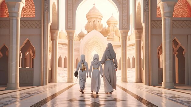 a family entering mosque