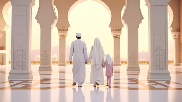 a family entering mosque