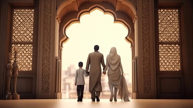 a family entering mosque