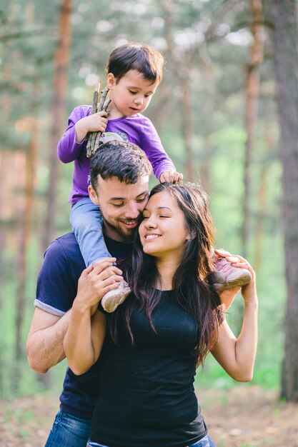 Family in the forest.