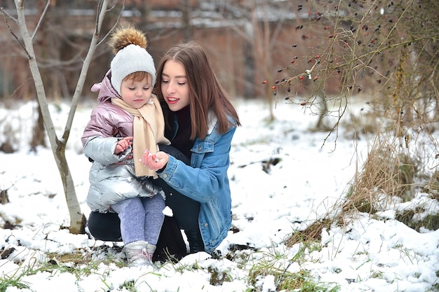 Family fun outdoor activities in winter season