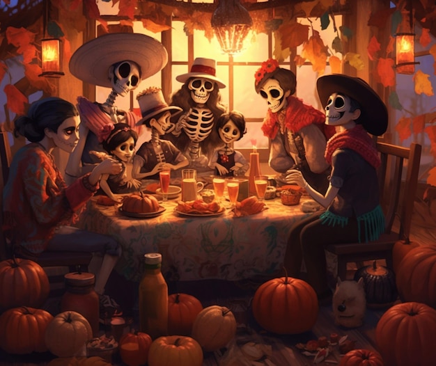 Семейный сбор для Dia de los Muertos