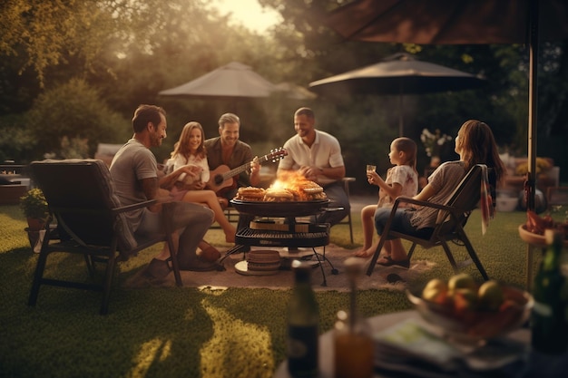 Family gathering for a Fathers Day barbecue with Generative ai