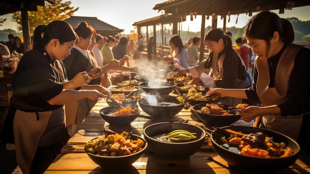 a family gathering for a meal at a restaurant.