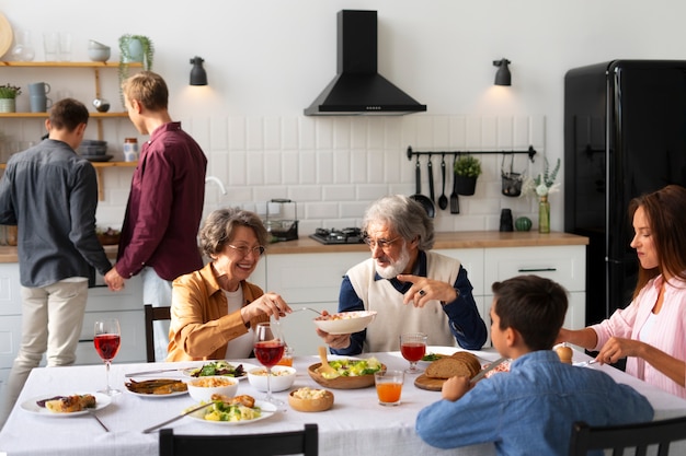 Photo family gathering with gay partners