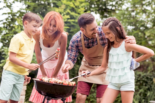 Family having a barbecue party