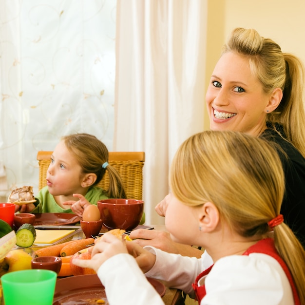 Family having breakfast