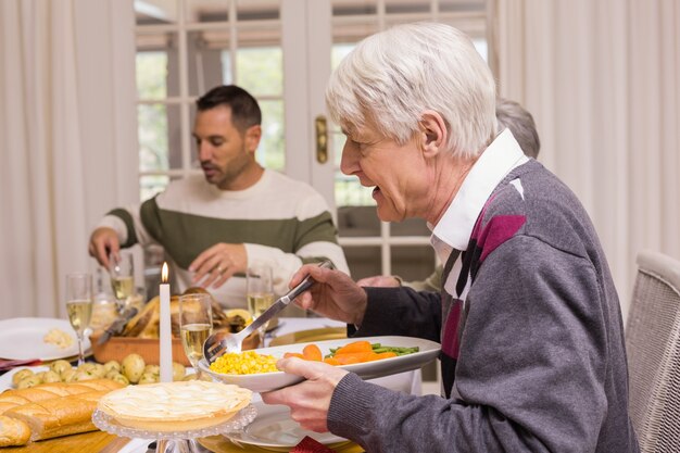 Family having christmas dinner together