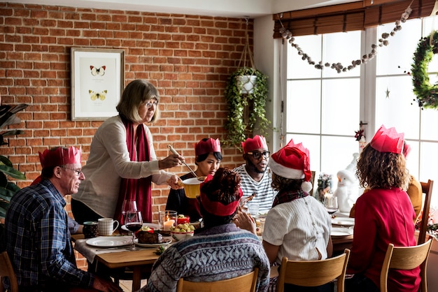 Family having a Christmas dinner