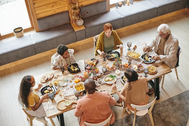 Family having dinner together