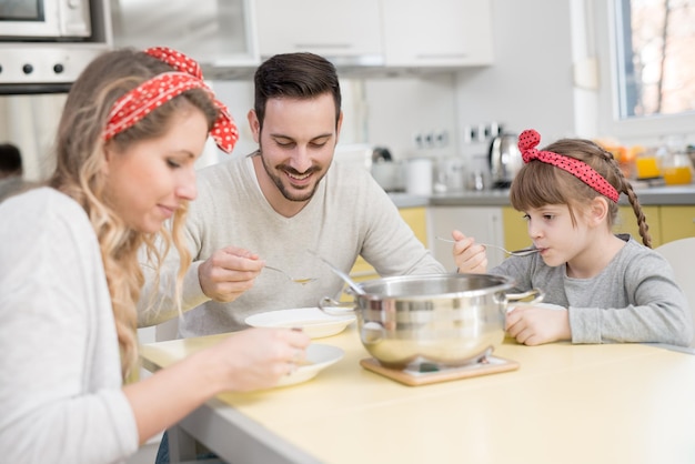 Family having lunch at home