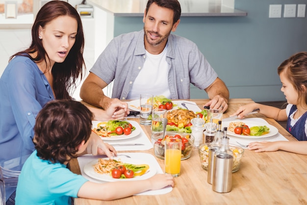 Family having lunch