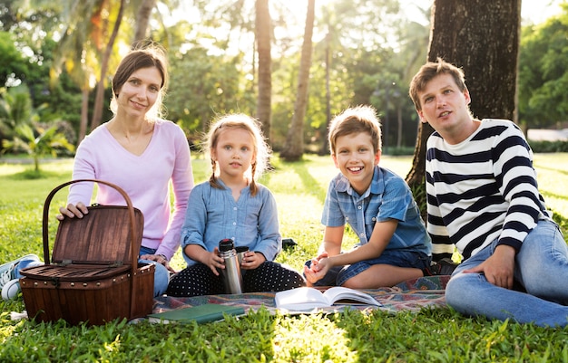 Family having a picnic in the park