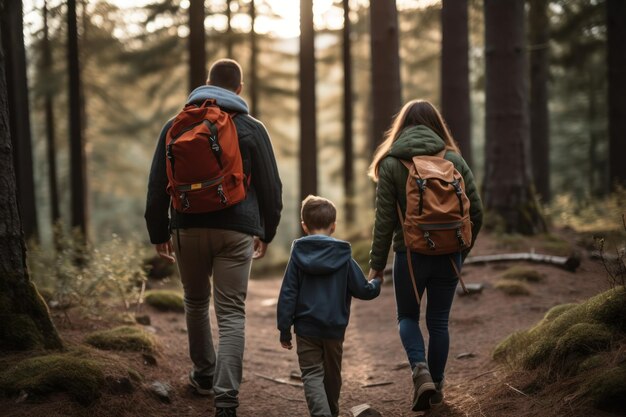 family hiking camping or enjoying other outdoor activities together