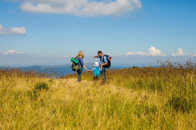 Family hiking travel