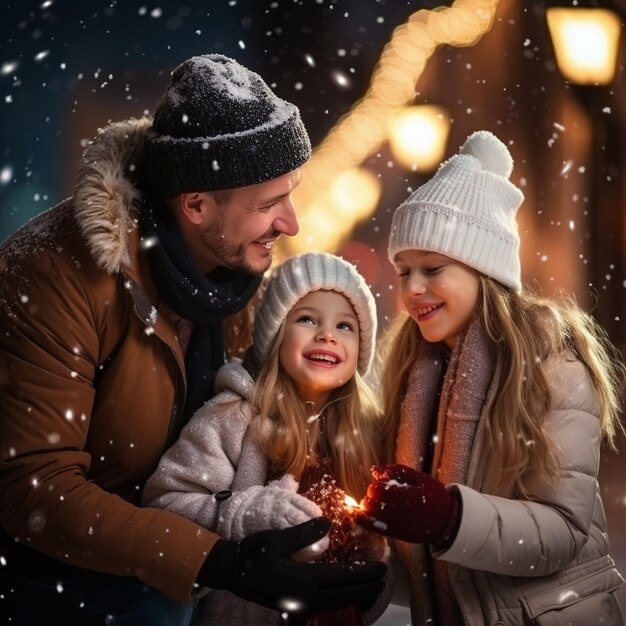 Foto immagini di famiglia nei giorni di neve