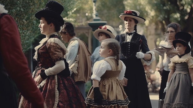 The family immerses themselves in the Victorian era where they explore the social customs fashion architecture and lifestyle of the 19th century Generated by AI