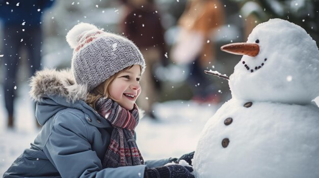 Photo a family is enjoying a snowfilled christmas day outside