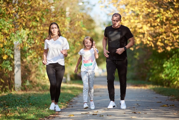 Family jogging in the park