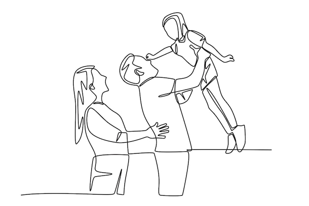 가족이 피크닉에서 농담을 하는 일본의 가족 개념 온라인 그림