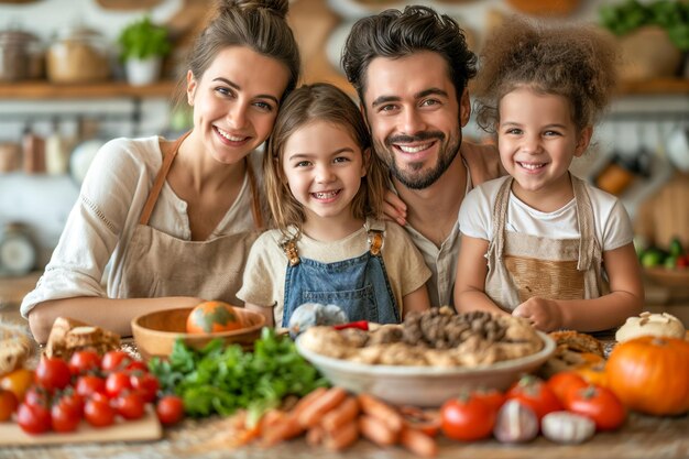 Foto la famiglia cucina gioiosamente piatti tradizionali irlandesi