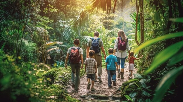 Photo family in jungle forest