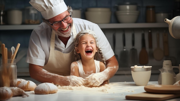 Foto cucina di famiglia piena di amore, risate e cottura generata da ai