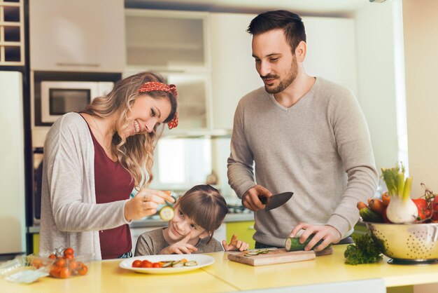 Family in kitchen