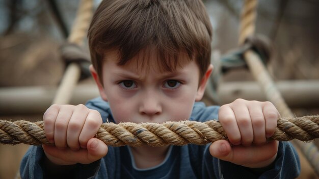 Photo family law and custody battles pulling the rope from both sides hands background sad child