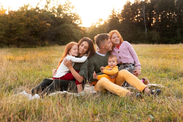 Family lifestyle outdoors in autumn time